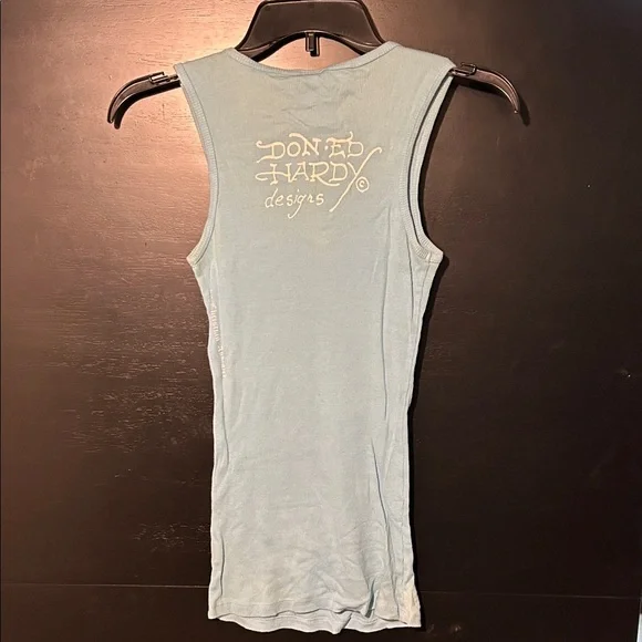 Ed Hardy Light Blue Tank with Red and Yellow Graphic - Picture 3 of 3